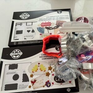 Lot of Cake supplies including JEM Celebration Cutters Set